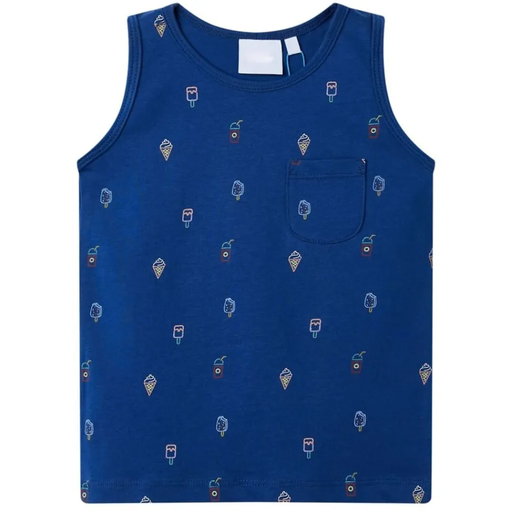 vidaXL Ropa Y Accesorios-Camiseta sin mangas infantil azul oscuro 128