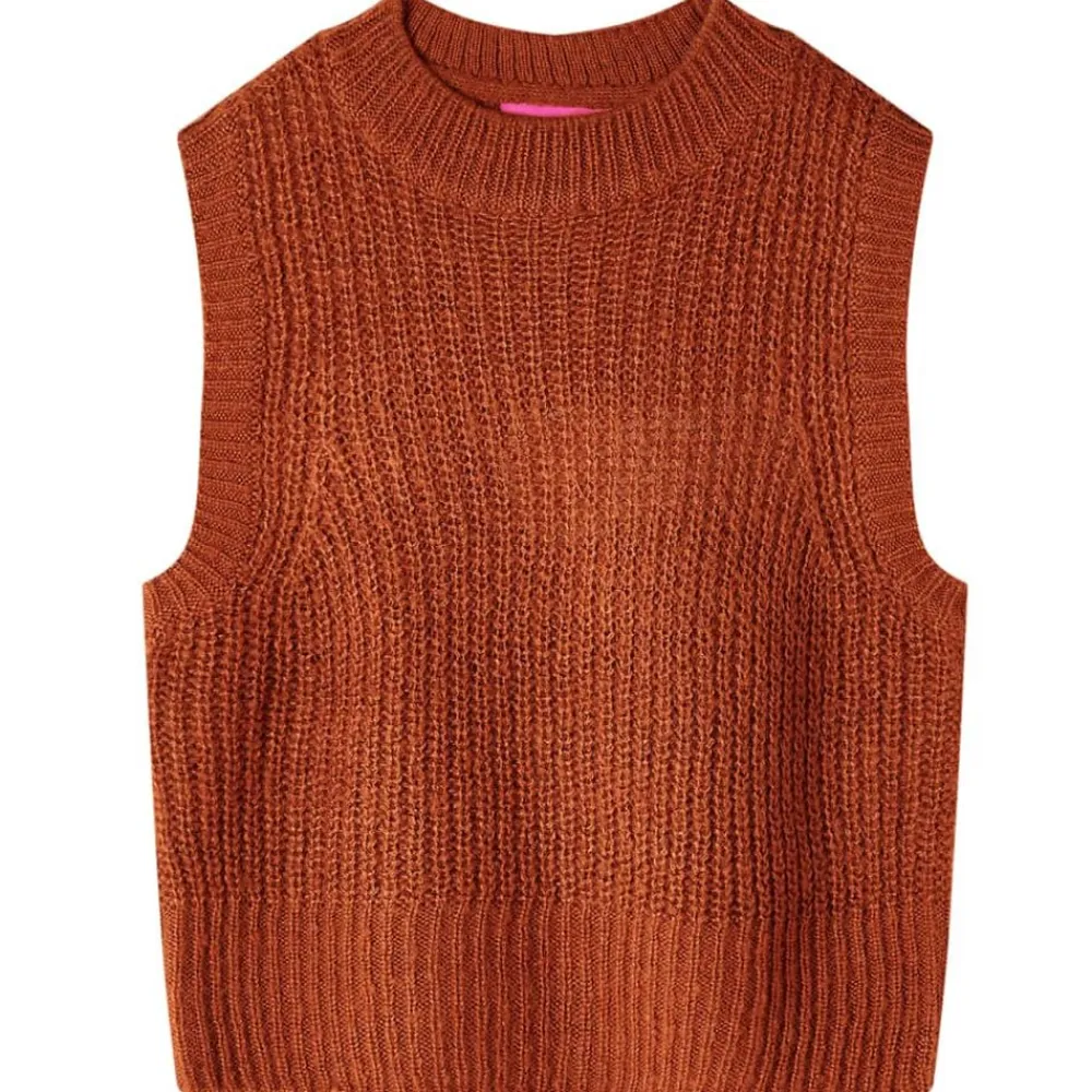 vidaXL Ropa Y Accesorios-Chaleco infantil de punto color coñac 92