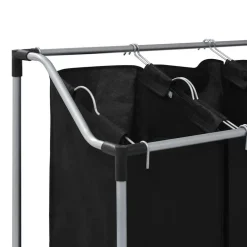 vidaXL Productos Del Hogar-Clasificador de lavandería con 4 bolsas de color gris