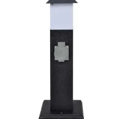 vidaXL Columna con enchufes y lámpara para el jardín negra Negro Online