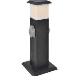 vidaXL Columna con enchufes y lámpara para el jardín negra Negro Online