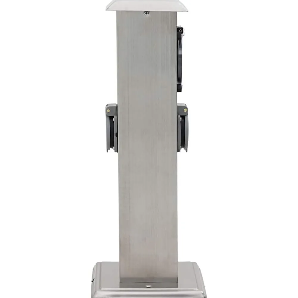 vidaXL Columna de acero inoxidable con enchufe y temporizador para el jardín Plateado Sale