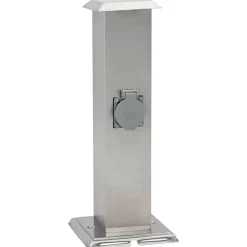 vidaXL Columna de acero inoxidable con enchufe y temporizador para el jardín Plateado Sale