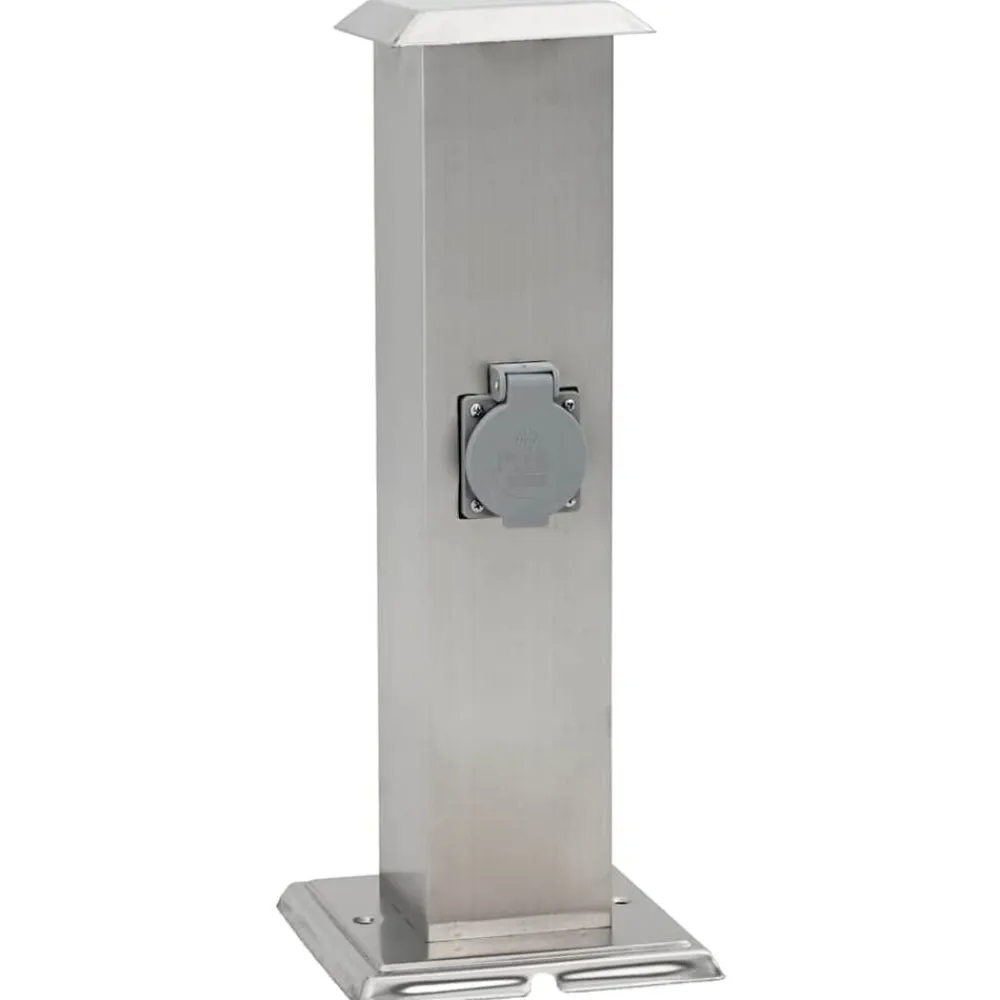 vidaXL Columna de acero inoxidable con enchufe y temporizador para el jardín Plateado Sale