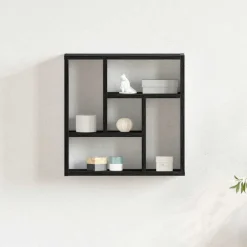 vidaXL Estante de pared de madera ingeniería 45x16x45 cm Roble negro Sale