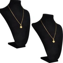 vidaXL Salud Y Belleza-Expositor De Joyas En Forma De Busto Negro - 2Piezas - 23X11,5X30cm