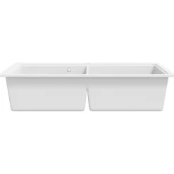 vidaXL Fregadero encastrable de granito de dos cubetas Blanco Clearance