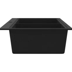 vidaXL Fregadero encastrable de granito de dos cubetas Negro Outlet