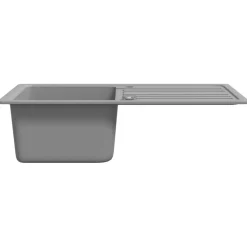 vidaXL Fregadero reversible de granito de una cubeta con escurridor Gris Outlet