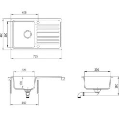 vidaXL Fregadero reversible de granito de una cubeta con escurridor Gris Outlet
