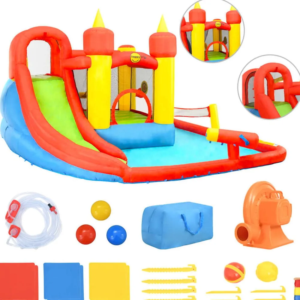 Happy Hop Castillo hinchable con tobogán y piscina 410x385x220 cm