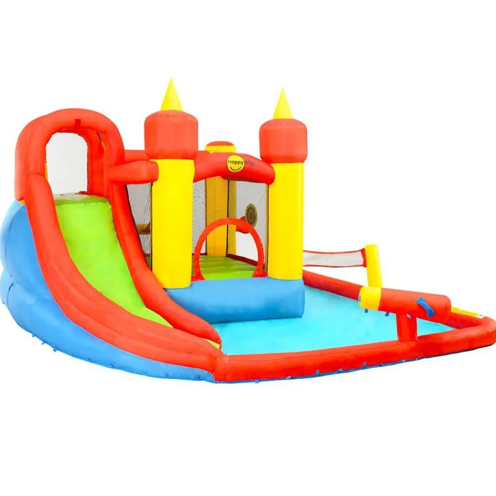 Happy Hop Castillo hinchable con tobogán y piscina 410x385x220 cm