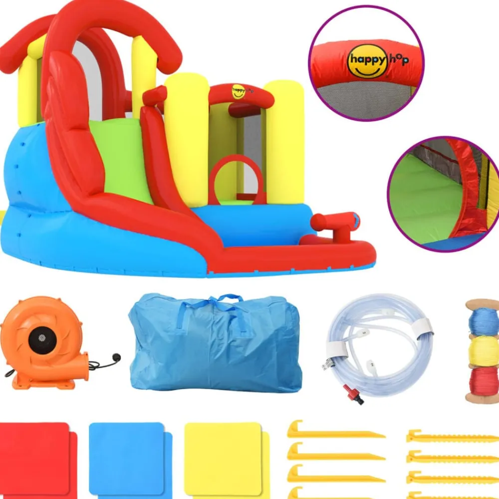 Happy Hop Estructuras Para Juegos Al Aire Libre-Castillo hinchable con tobogán y piscina 280x319x211 cm