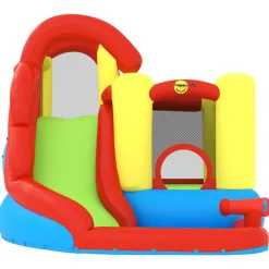 Happy Hop Estructuras Para Juegos Al Aire Libre-Castillo hinchable con tobogán y piscina 280x319x211 cm