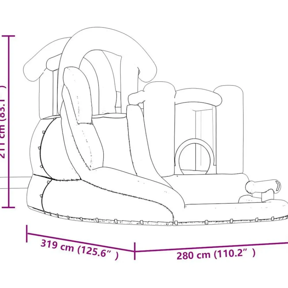 Happy Hop Estructuras Para Juegos Al Aire Libre-Castillo hinchable con tobogán y piscina 280x319x211 cm