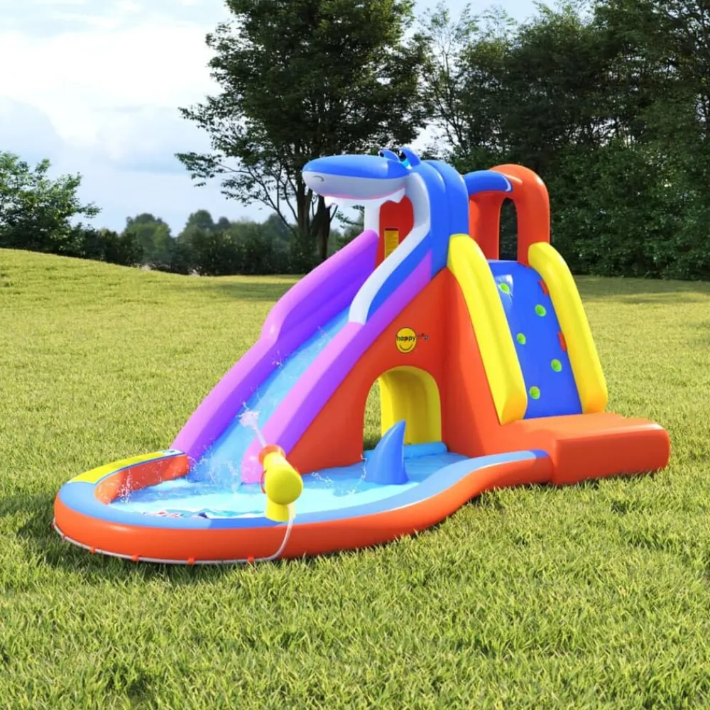 Happy Hop Estructuras Para Juegos Al Aire Libre-Tobogán de agua inflable con piscina PVC 450x320x240 cm