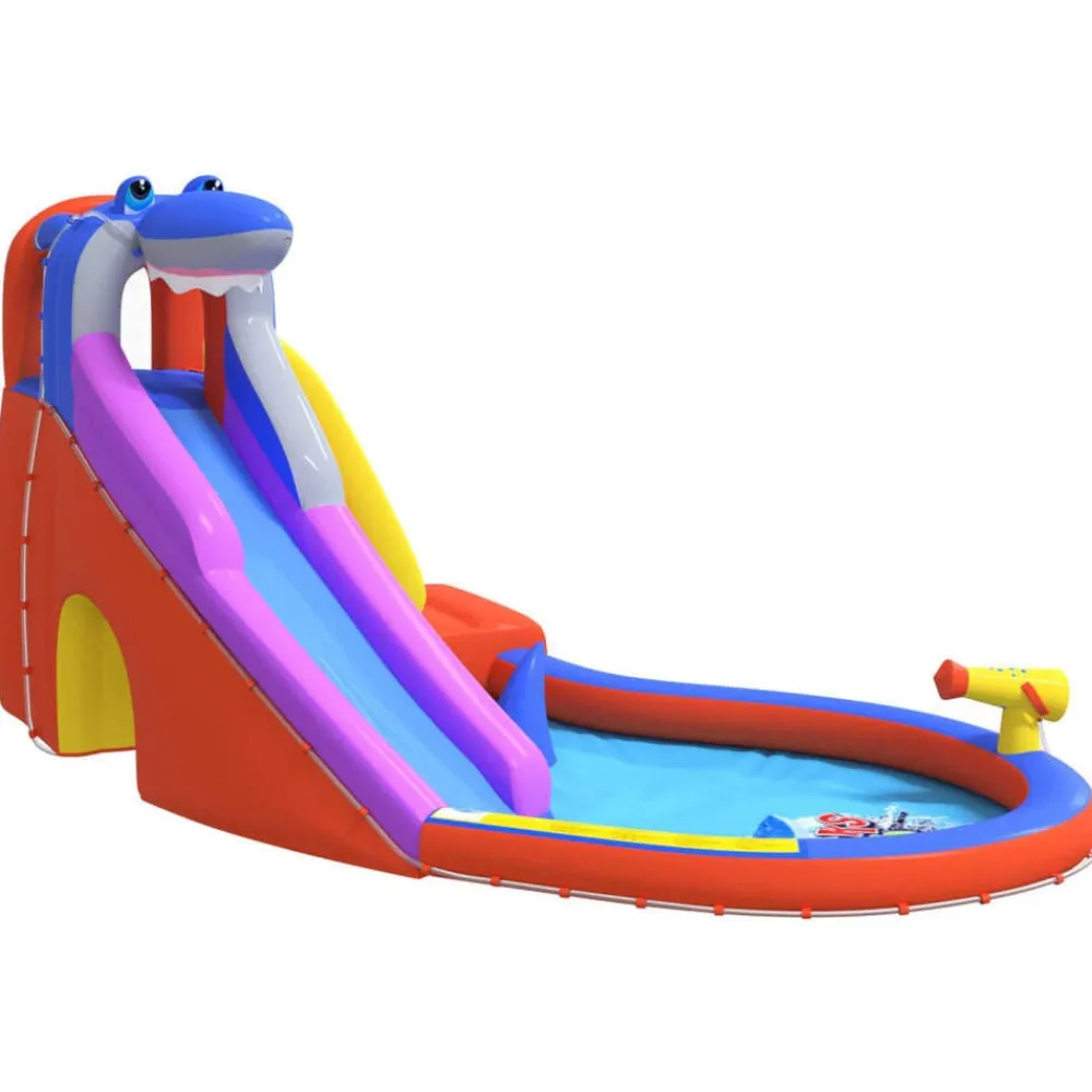 Happy Hop Estructuras Para Juegos Al Aire Libre-Tobogán de agua inflable con piscina PVC 450x320x240 cm