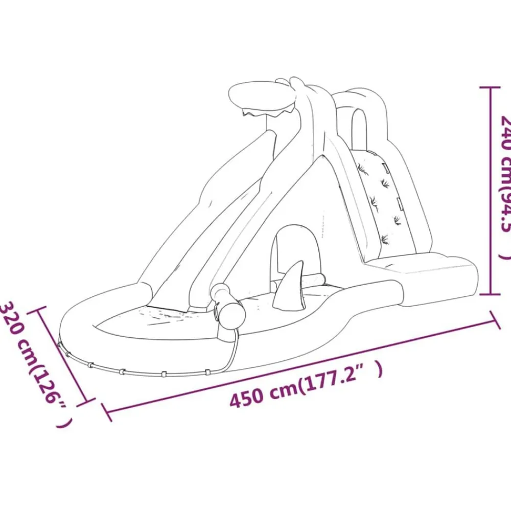 Happy Hop Estructuras Para Juegos Al Aire Libre-Tobogán de agua inflable con piscina PVC 450x320x240 cm