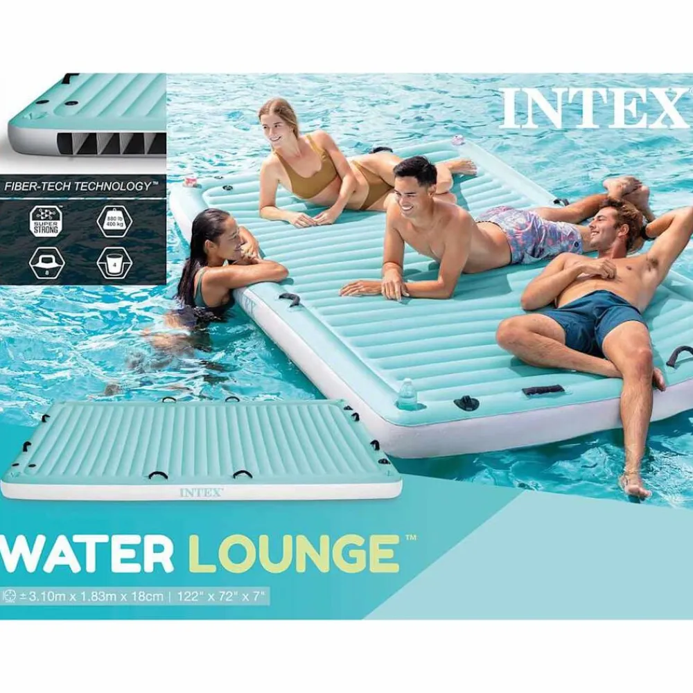 INTEX Piscina Y Spa-Colchoneta de piscina inflable vinilo azul 310x183 cm