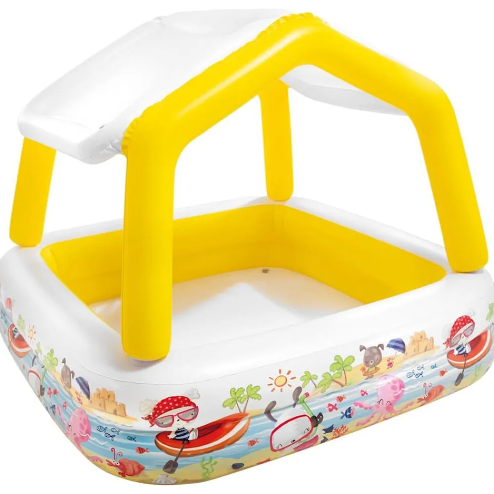 INTEX Piscina Y Spa-Piscina hinchable con parasol 157x157x122 cm