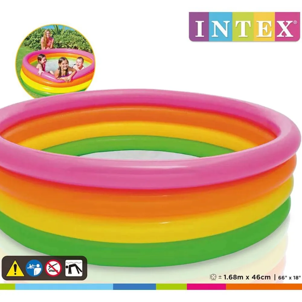 INTEX Piscina Y Spa-Piscina inflable con 4 anillos Sunset 168x46 cm