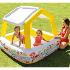 INTEX Piscina Y Spa-Piscina inflable con parasol 157x157x122 cm