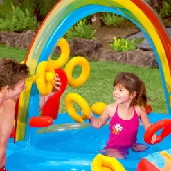 INTEX Piscina Y Spa-Piscina inflable Rainbow Ring Play Center 297x193x135 cm