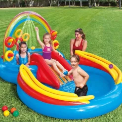 INTEX Piscina Y Spa-Piscina inflable Rainbow Ring Play Center 297x193x135 cm