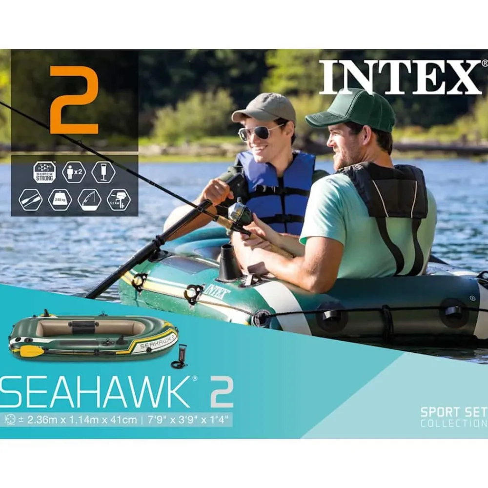 INTEX Actividades Al Aire Libre-Set de barca inflable con remos y bomba Seahawk 2 68347NP