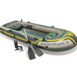 INTEX Actividades Al Aire Libre-Set de barca inflable con remos y bomba Seahawk 4 68351NP