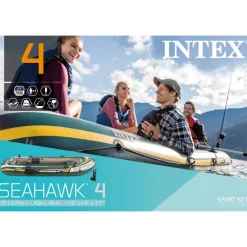 INTEX Actividades Al Aire Libre-Set de barca inflable con remos y bomba Seahawk 4 68351NP
