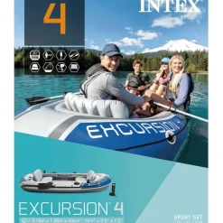 INTEX Actividades Al Aire Libre-Set de barca inflable con remos y bomba Excursion 4 68324NP