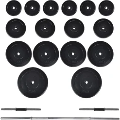 vidaXL Juego de barras + 2 mancuernas 60,5kg Online