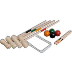 vidaXL Actividades Al Aire Libre-Juego de croquet de madera para 4 jugadores