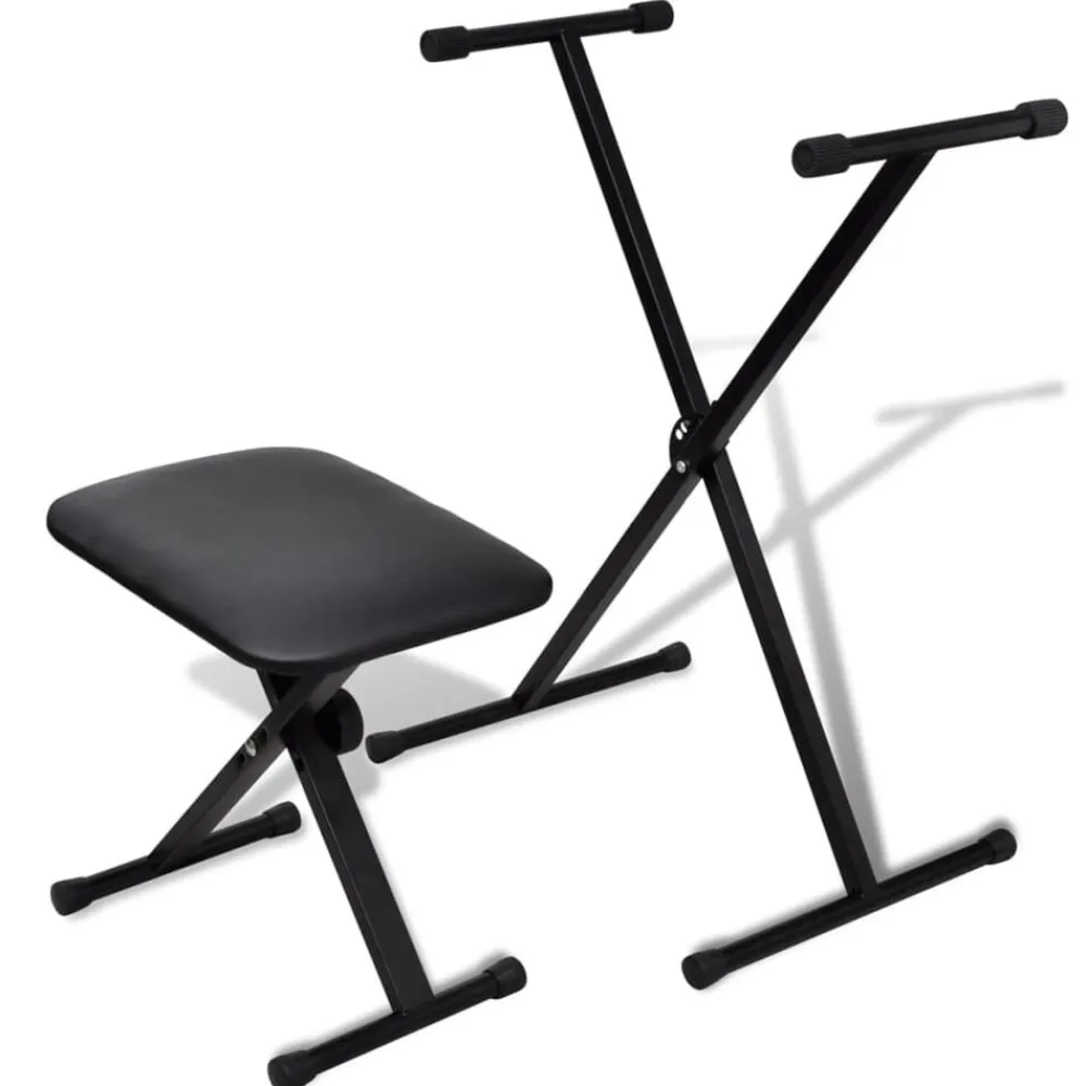 vidaXL Juego de taburete y soporte ajustable para teclado Online