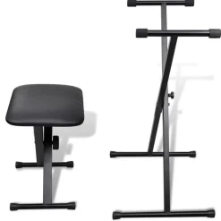 vidaXL Juego de taburete y soporte ajustable para teclado Online