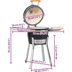 vidaXL Kamado Barbacoa Parrilla y Ahumador Cerámico 33 cm Negro Online