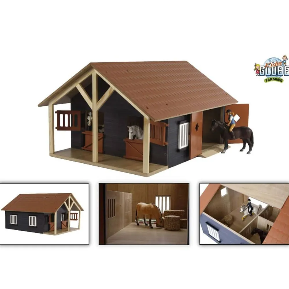 Kids Globe Juguetes-Establos de granja con 2 cajones y 1 taller 1:24 610167