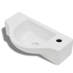 vidaXL Lavabo de cerámica con agujero para grifo Blanco Sale