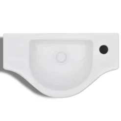 vidaXL Lavabo de cerámica con agujero para grifo Blanco Sale
