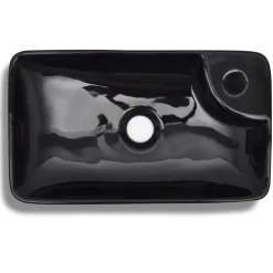 vidaXL Lavabo de cerámica con agujero para grifo Negro