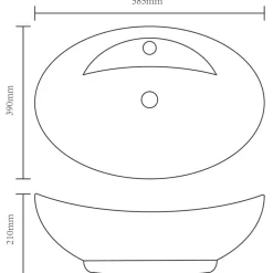 vidaXL Lavabo de cerámica con agujero para grifo/desagüe ovalado Negro Sale