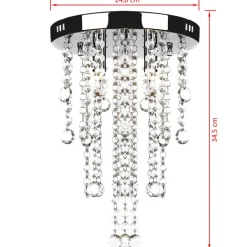 vidaXL Lámpara blanca colgante de metal con adornos de cristal Sale