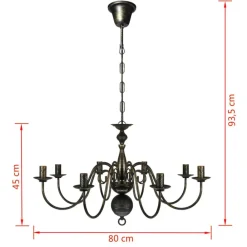 vidaXL Iluminación-Lámpara de araña antique metal 8 bombillas E14