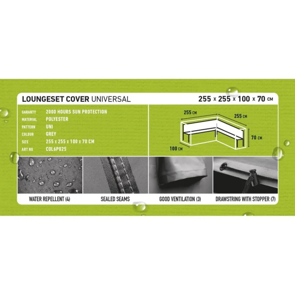 Madison Accesorios Para Muebles De Jardín-Funda para juego de muebles de jardín gris 255x255x70 cm