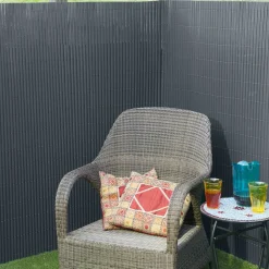 Nature Vallas De Jardín-Valla de ocultación jardín doble cara PVC gris 1x3 m