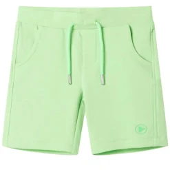 vidaXL Pantalón corto infantil verde flúor 128 New