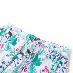 vidaXL Pantalones cortos infantiles con cordón crudo y verde menta oscuro 128 Hot