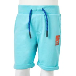 vidaXL Ropa Y Accesorios-Pantalones cortos infantiles con cordón color aguamarina 128