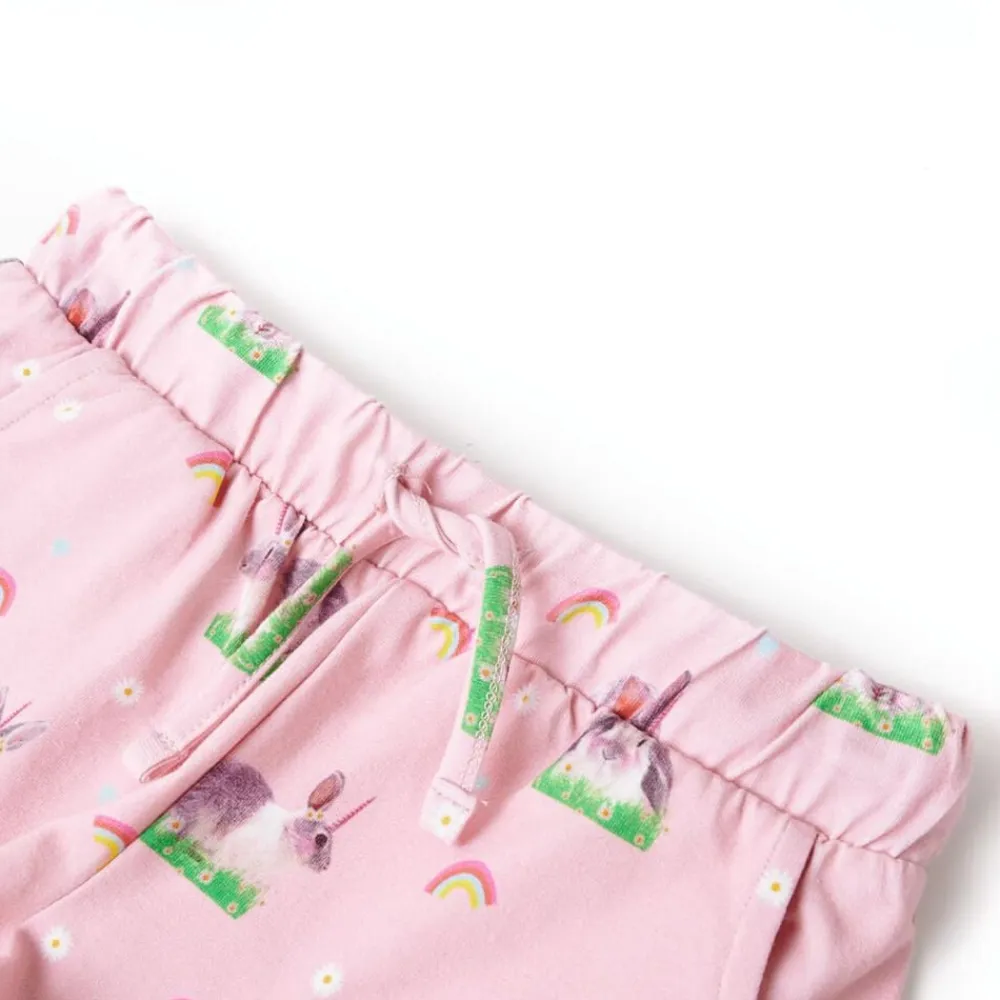 vidaXL Ropa Y Accesorios-Pantalones cortos infantiles con cordón rosa claro 128
